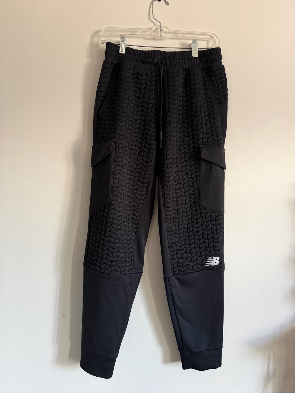 New Balance  Black Quilted Jogger Cargo Pants Small
